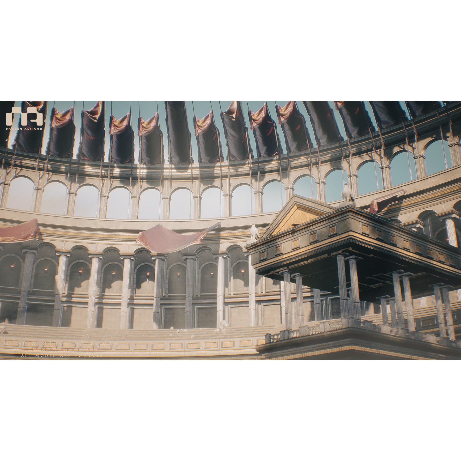 Gladiator Arena - Low-Poly Game-Ready 3D Model - View 4