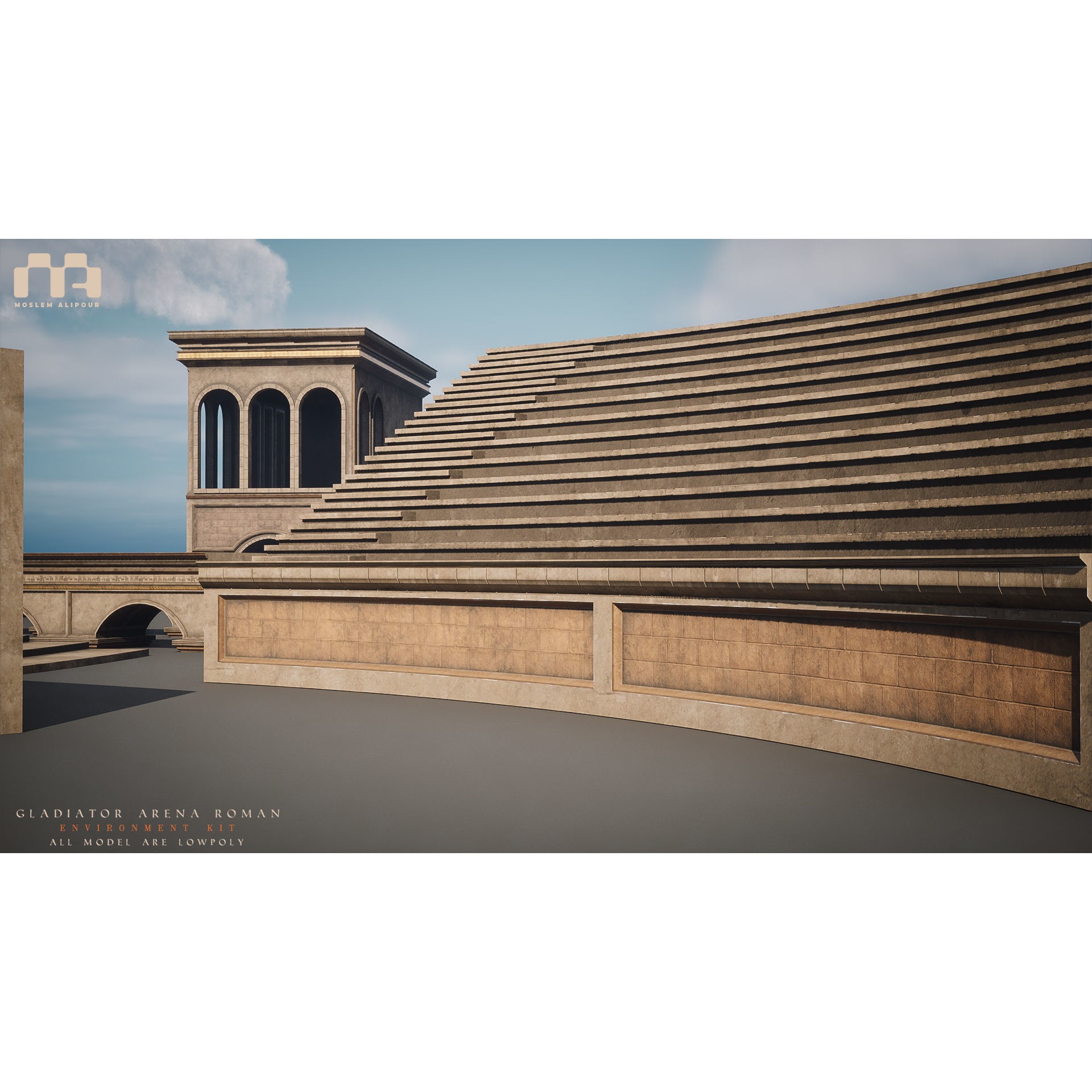 Gladiator Arena - Low-Poly Game-Ready 3D Model - View 40