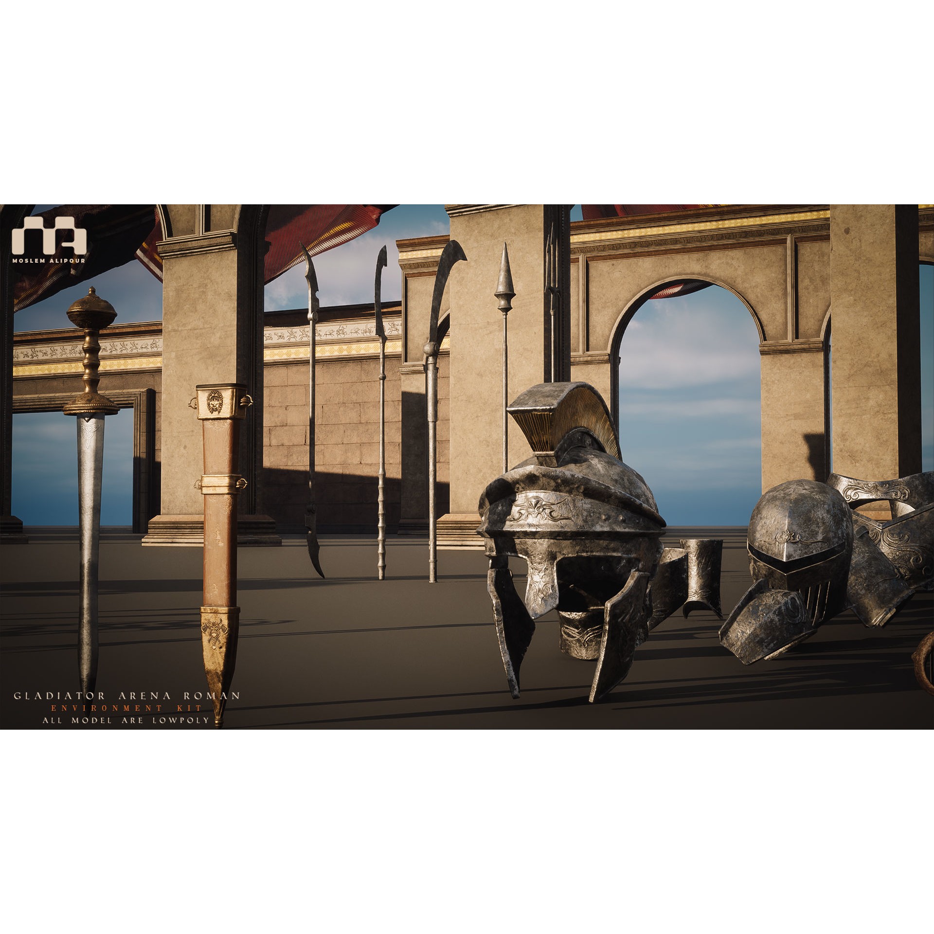 Gladiator Arena - Low-Poly Game-Ready 3D Model - View 41