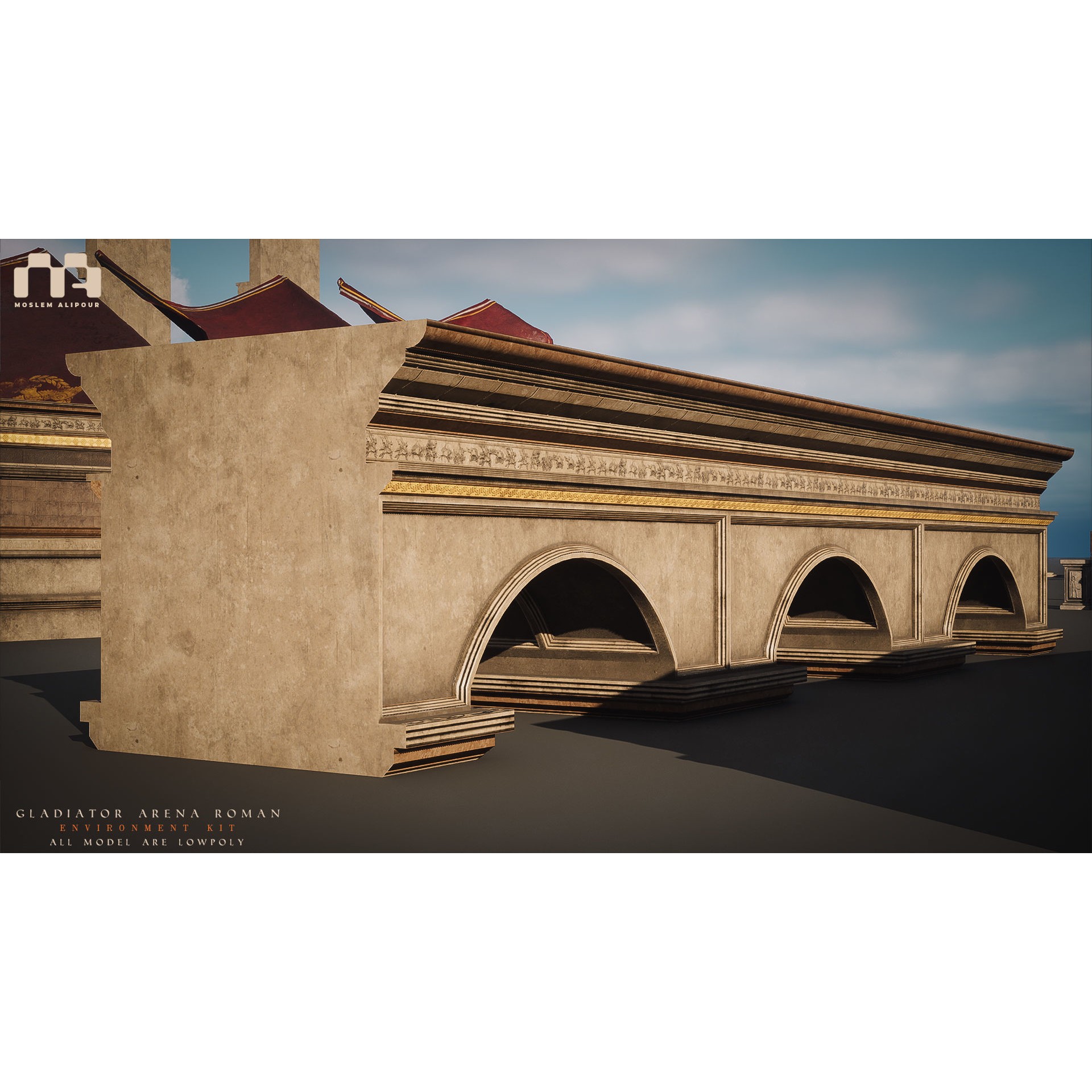 Gladiator Arena - Low-Poly Game-Ready 3D Model - View 42
