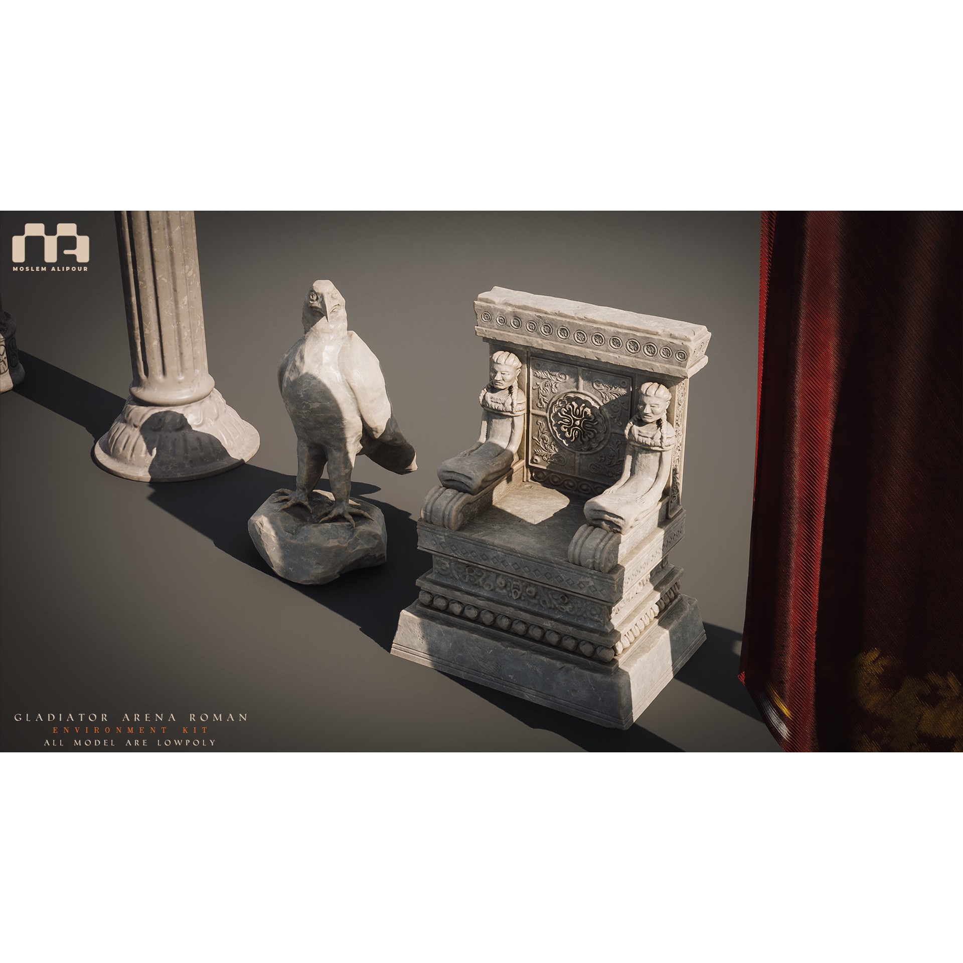 Gladiator Arena - Low-Poly Game-Ready 3D Model - View 43