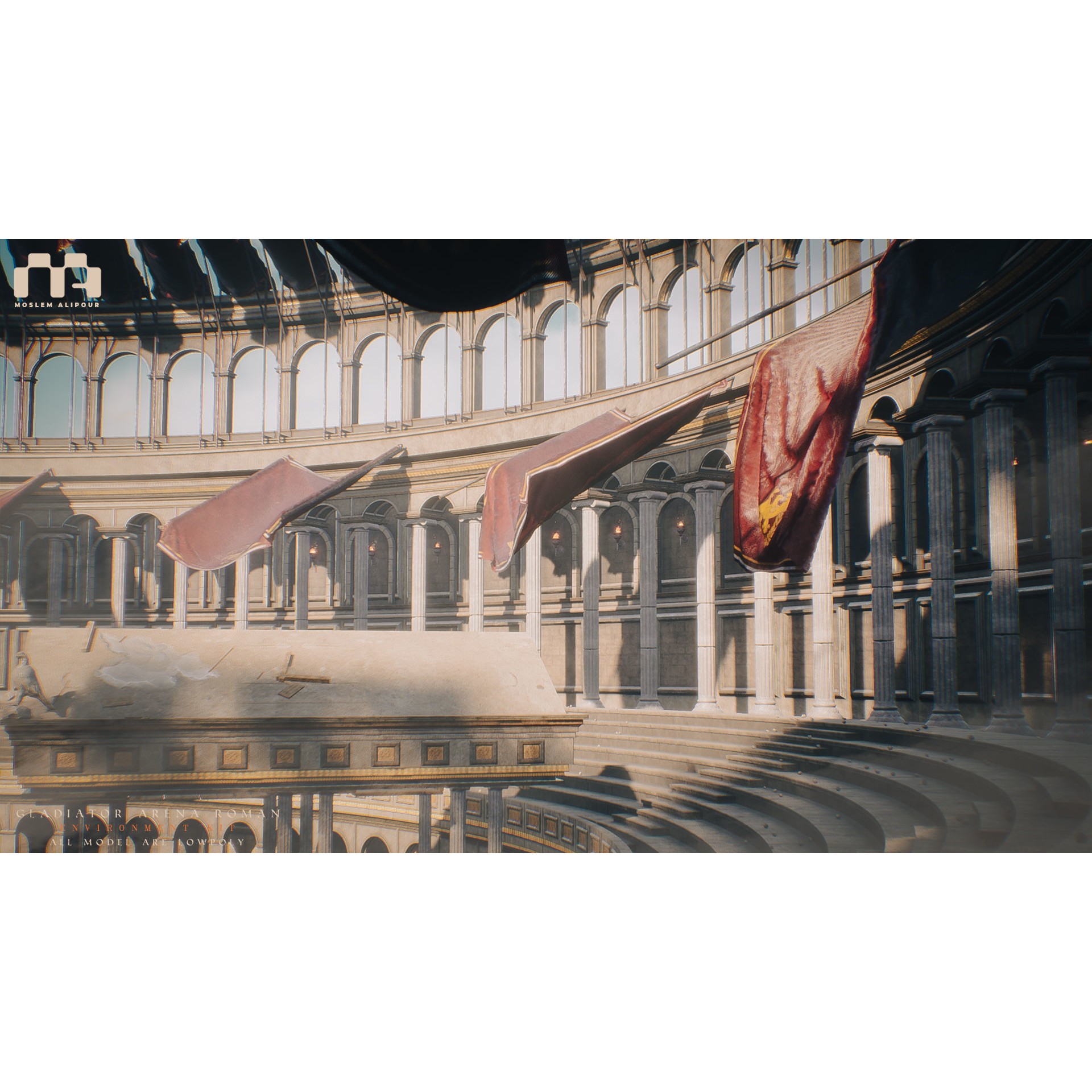 Gladiator Arena - Low-Poly Game-Ready 3D Model - View 5