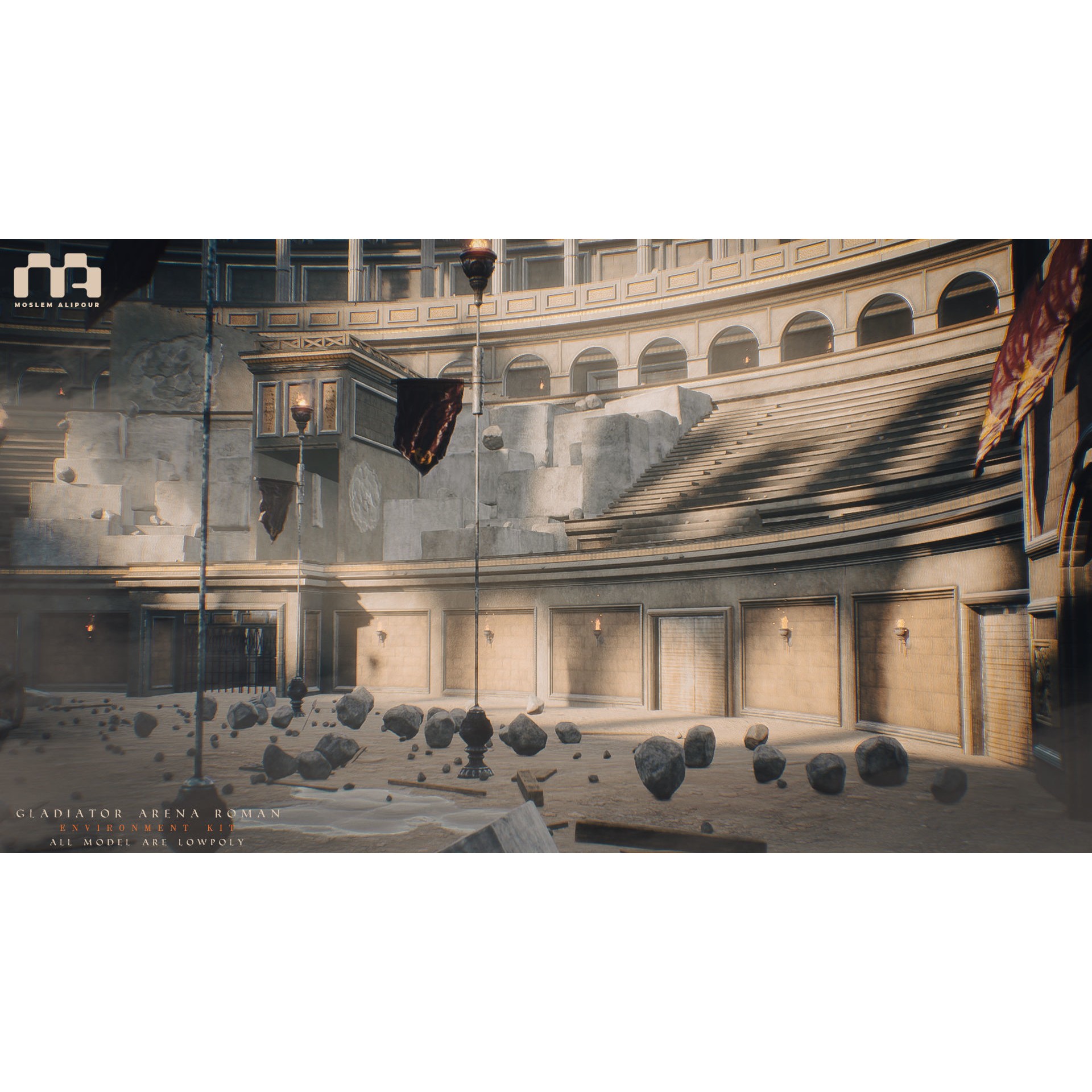 Gladiator Arena - Low-Poly Game-Ready 3D Model - View 6