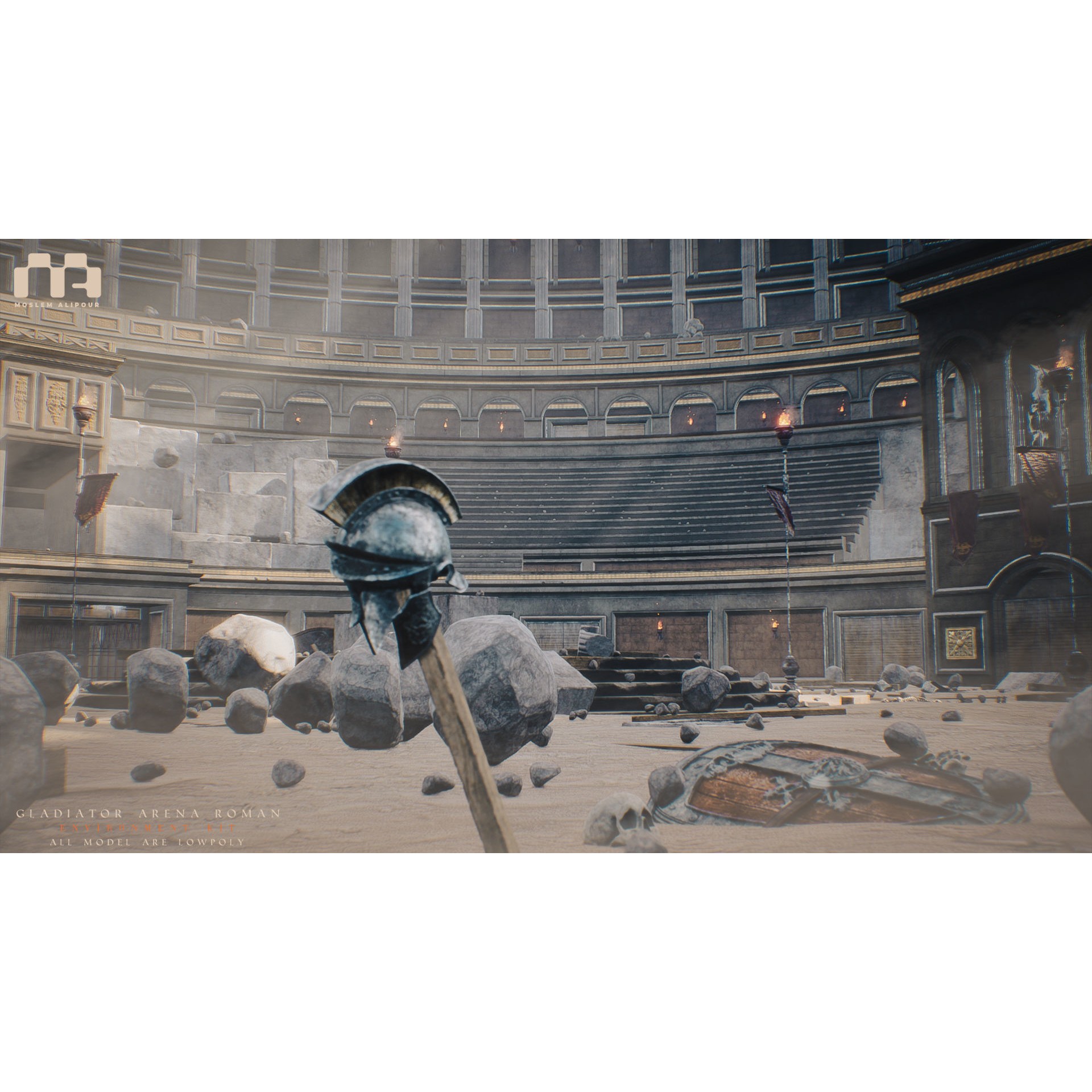 Gladiator Arena - Low-Poly Game-Ready 3D Model - View 7