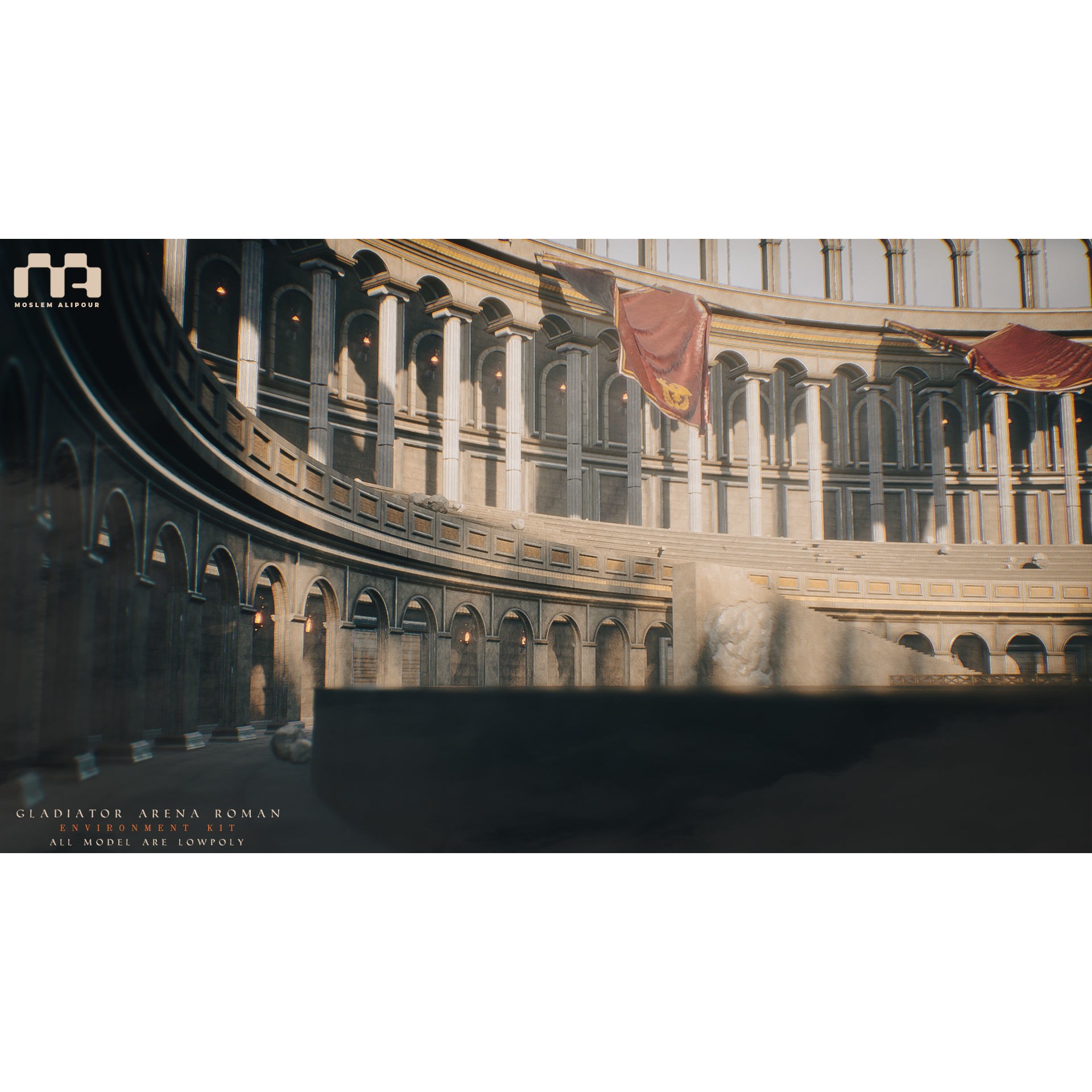 Gladiator Arena - Low-Poly Game-Ready 3D Model - View 8