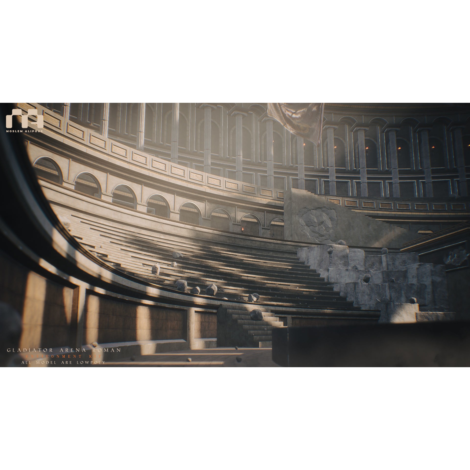 Gladiator Arena - Low-Poly Game-Ready 3D Model - View 9