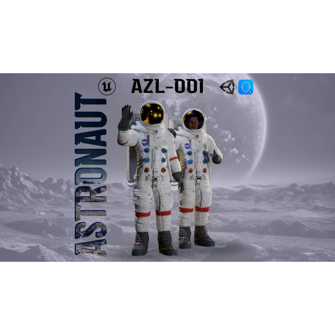 Astronaut 3D Model – Low Poly Game Ready Character for Unity & Unreal - View 2