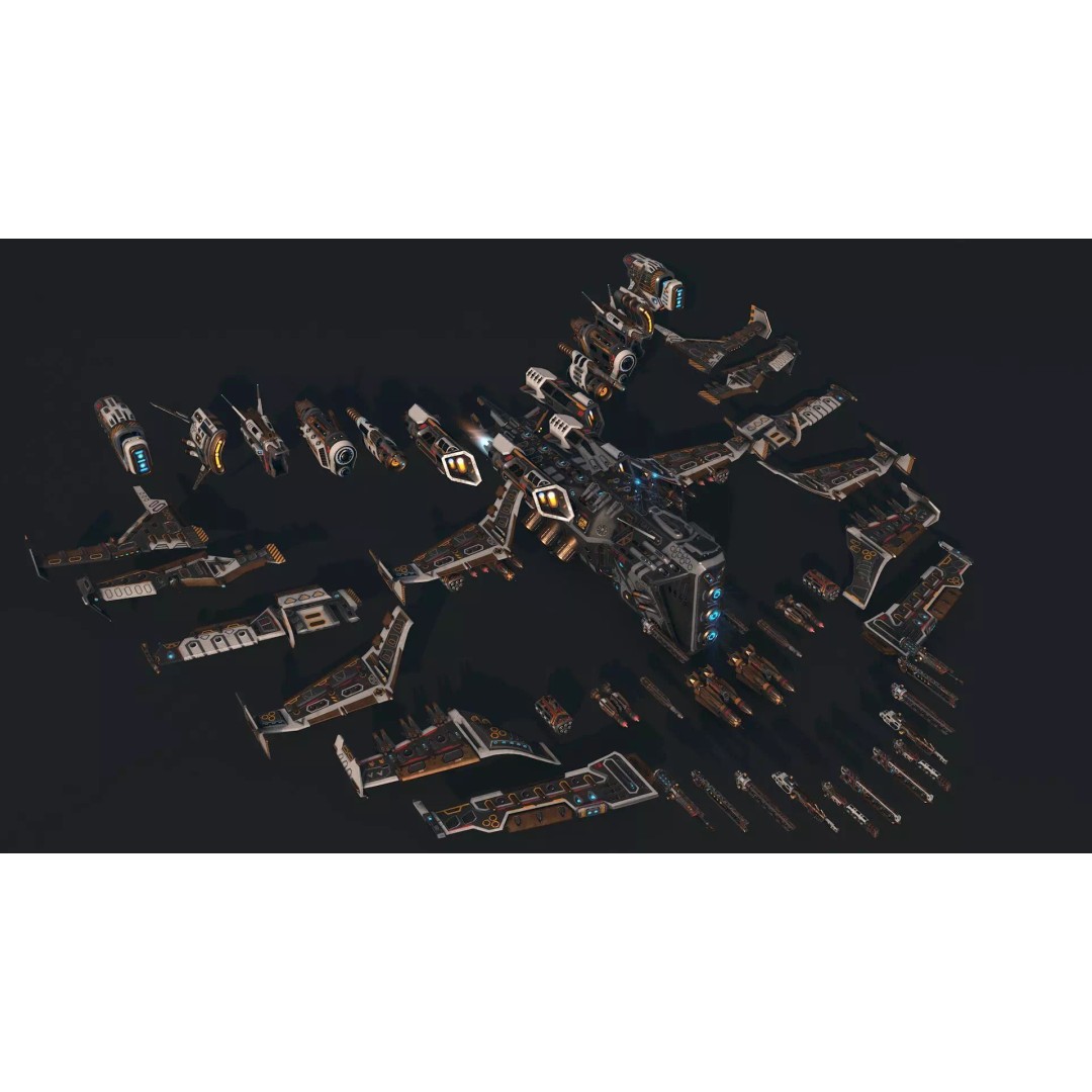 Spacecraft 01 3D Model – Low Poly Modular Pack, Game Ready, FBX - View 4
