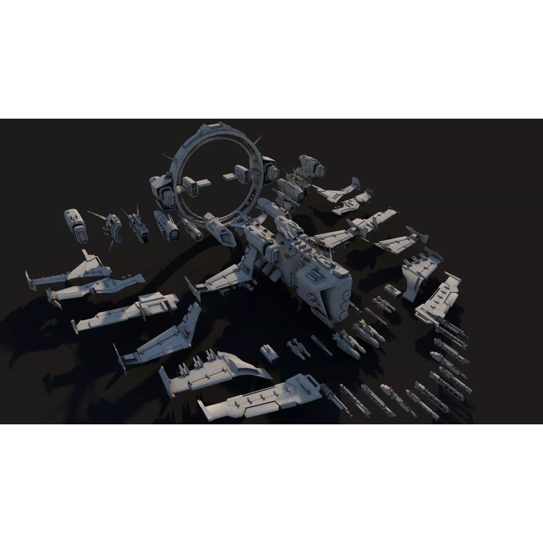 Spacecraft 01 3D Model – Low Poly Modular Pack, Game Ready, FBX - View 5