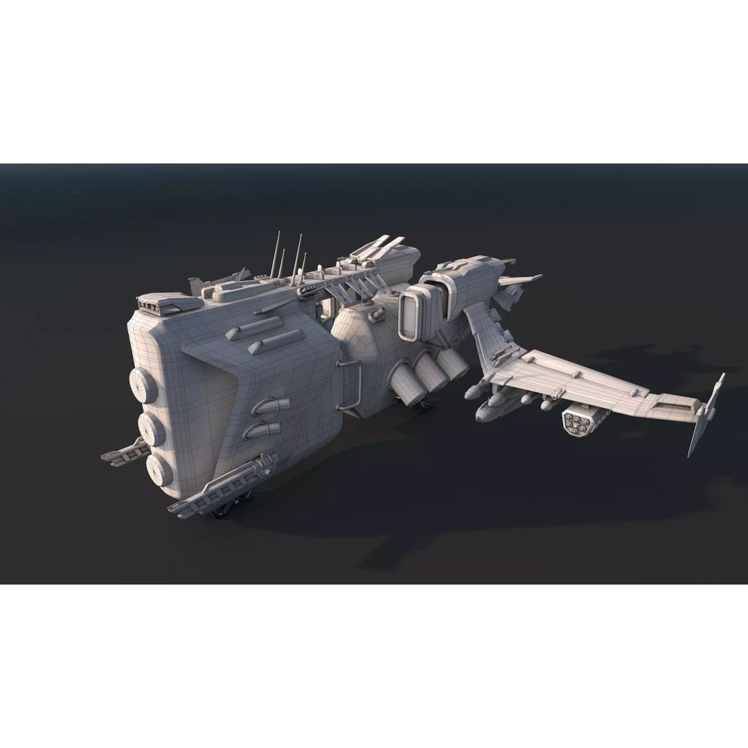 Spacecraft 01 3D Model – Low Poly Modular Pack, Game Ready, FBX - View 9