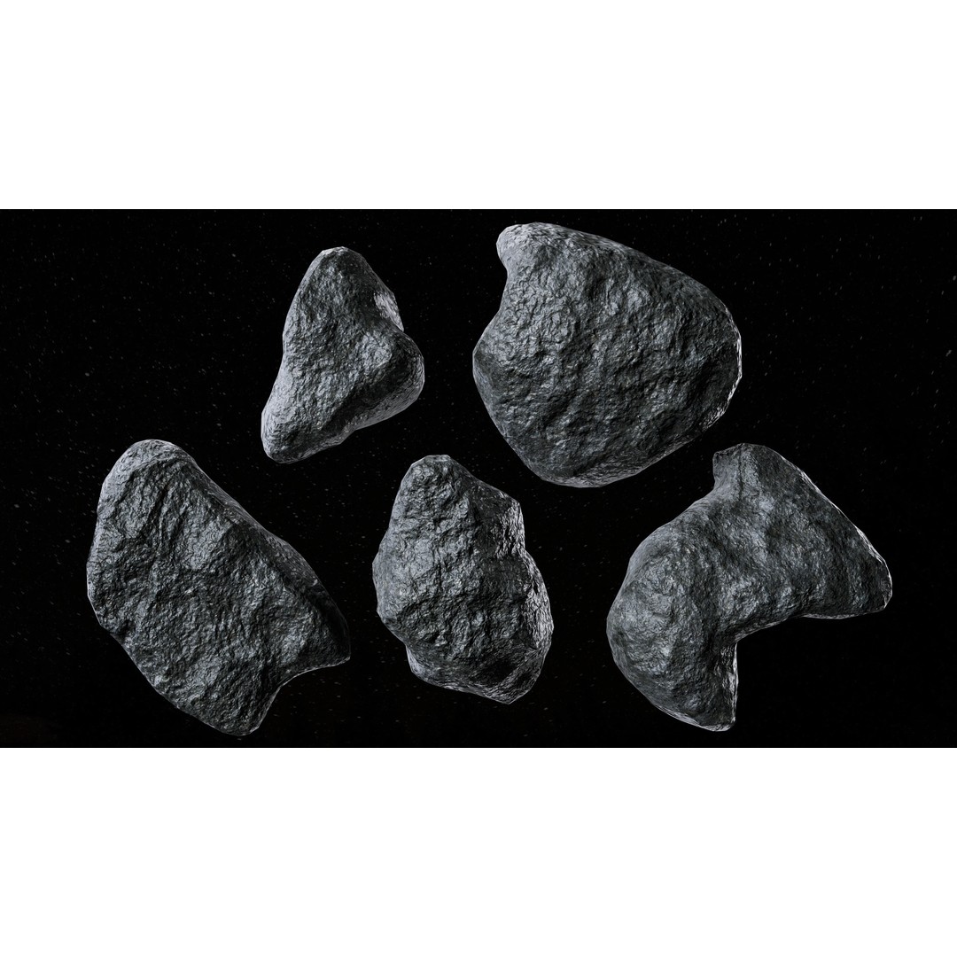 Asteroids 3D Model – Low Poly Game Asset, FBX, OBJ, PBR Textures - View 10
