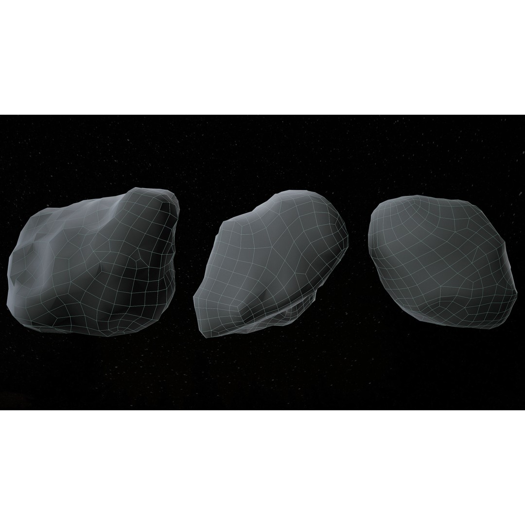 Asteroids 3D Model – Low Poly Game Asset, FBX, OBJ, PBR Textures - View 13