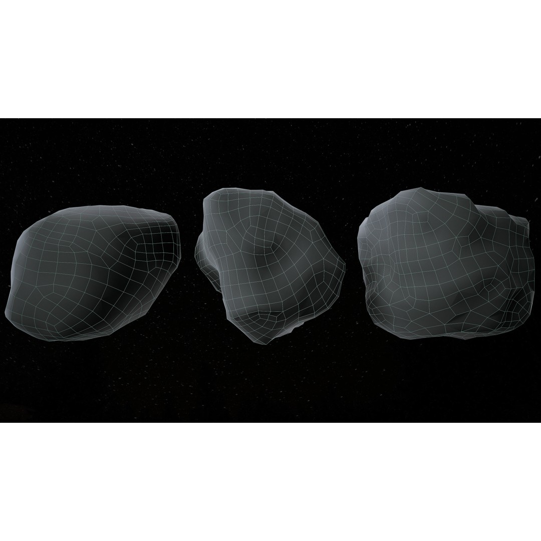 Asteroids 3D Model – Low Poly Game Asset, FBX, OBJ, PBR Textures - View 14