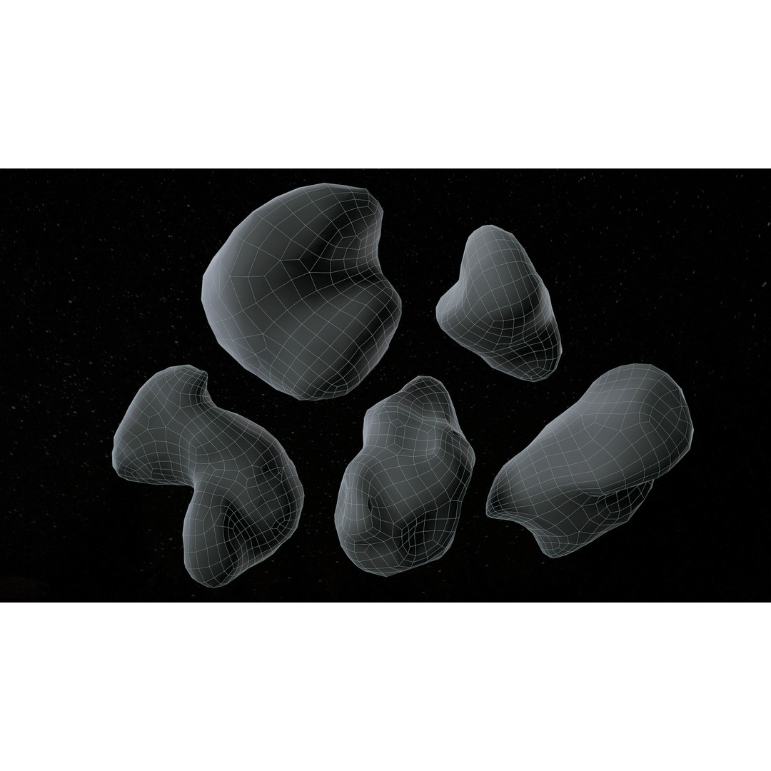 Asteroids 3D Model – Low Poly Game Asset, FBX, OBJ, PBR Textures - View 15