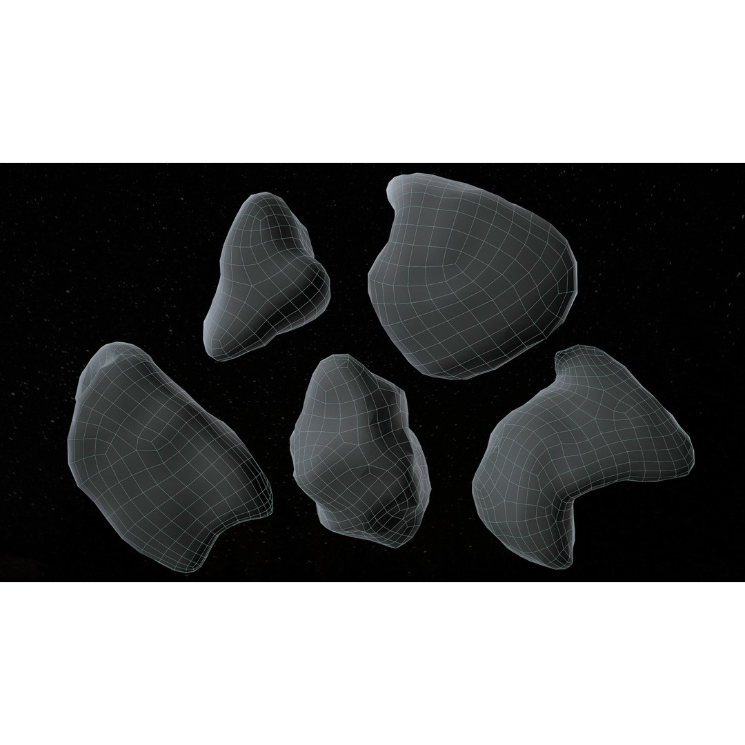 Asteroids 3D Model – Low Poly Game Asset, FBX, OBJ, PBR Textures - View 16