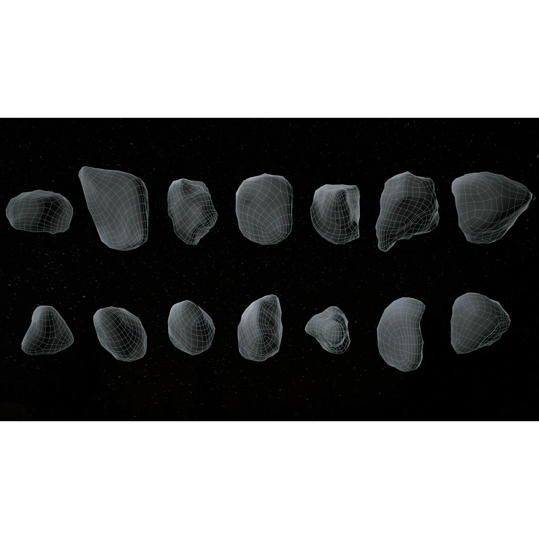Asteroids 3D Model – Low Poly Game Asset, FBX, OBJ, PBR Textures - View 17