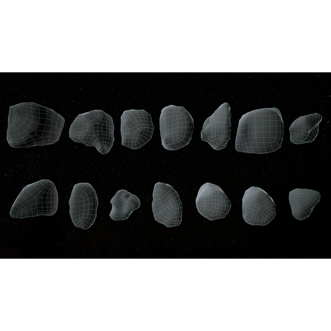 Asteroids 3D Model – Low Poly Game Asset, FBX, OBJ, PBR Textures - View 18