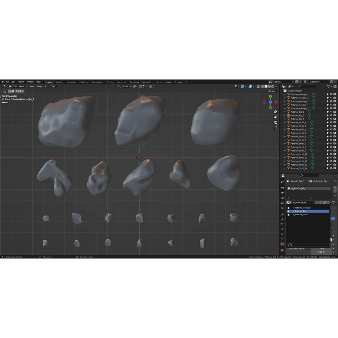 Asteroids 3D Model – Low Poly Game Asset, FBX, OBJ, PBR Textures - View 19
