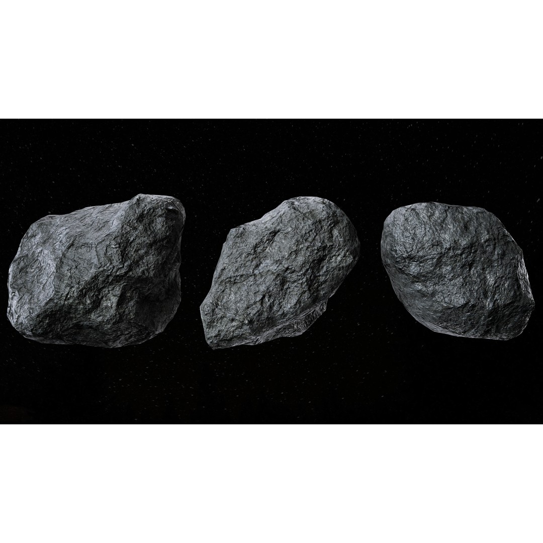 Asteroids 3D Model – Low Poly Game Asset, FBX, OBJ, PBR Textures - View 7