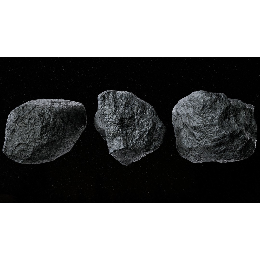 Asteroids 3D Model – Low Poly Game Asset, FBX, OBJ, PBR Textures - View 8