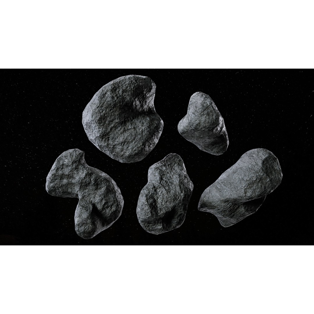 Asteroids 3D Model – Low Poly Game Asset, FBX, OBJ, PBR Textures - View 9