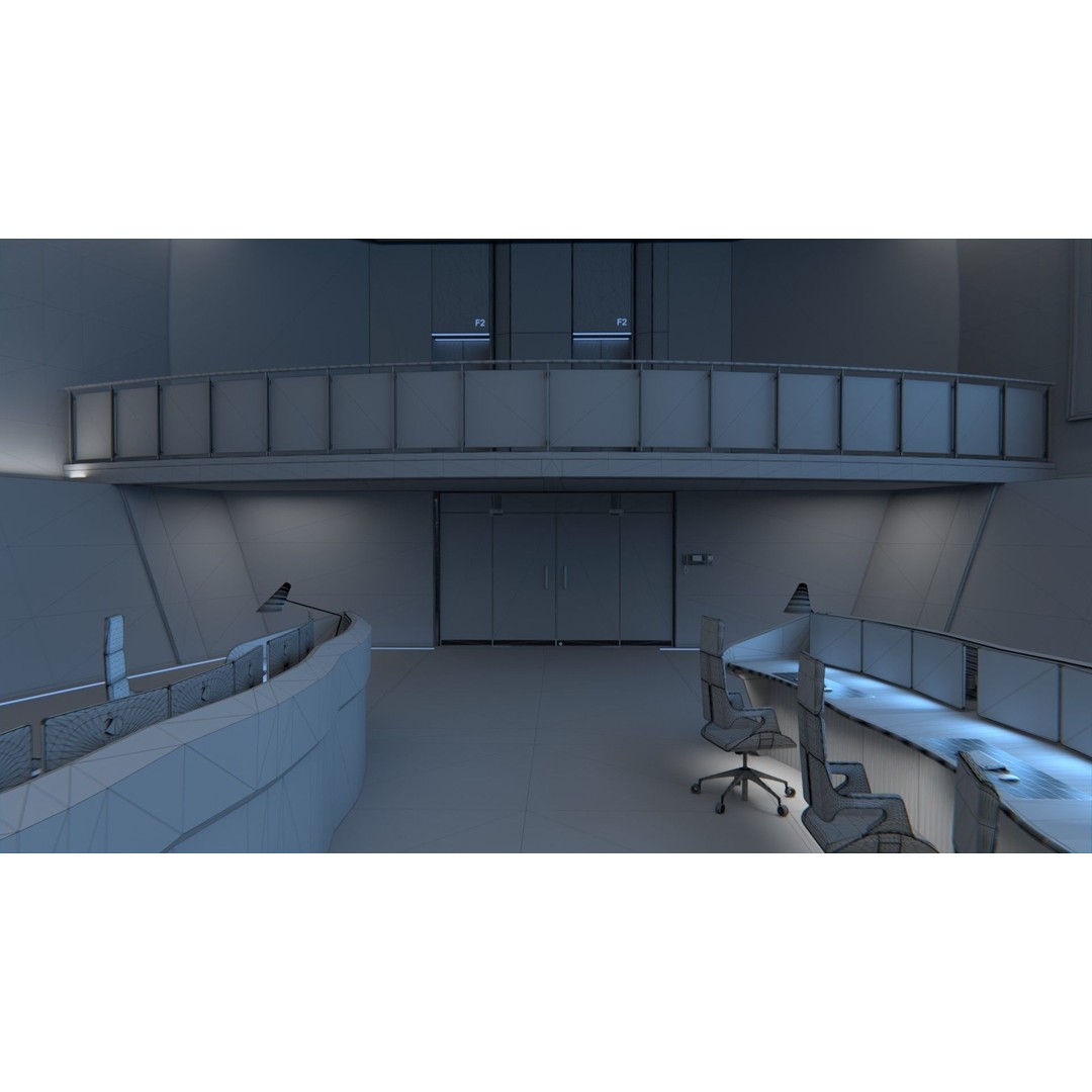 Monitoring Center 3D Model – Futuristic Command Center, FBX