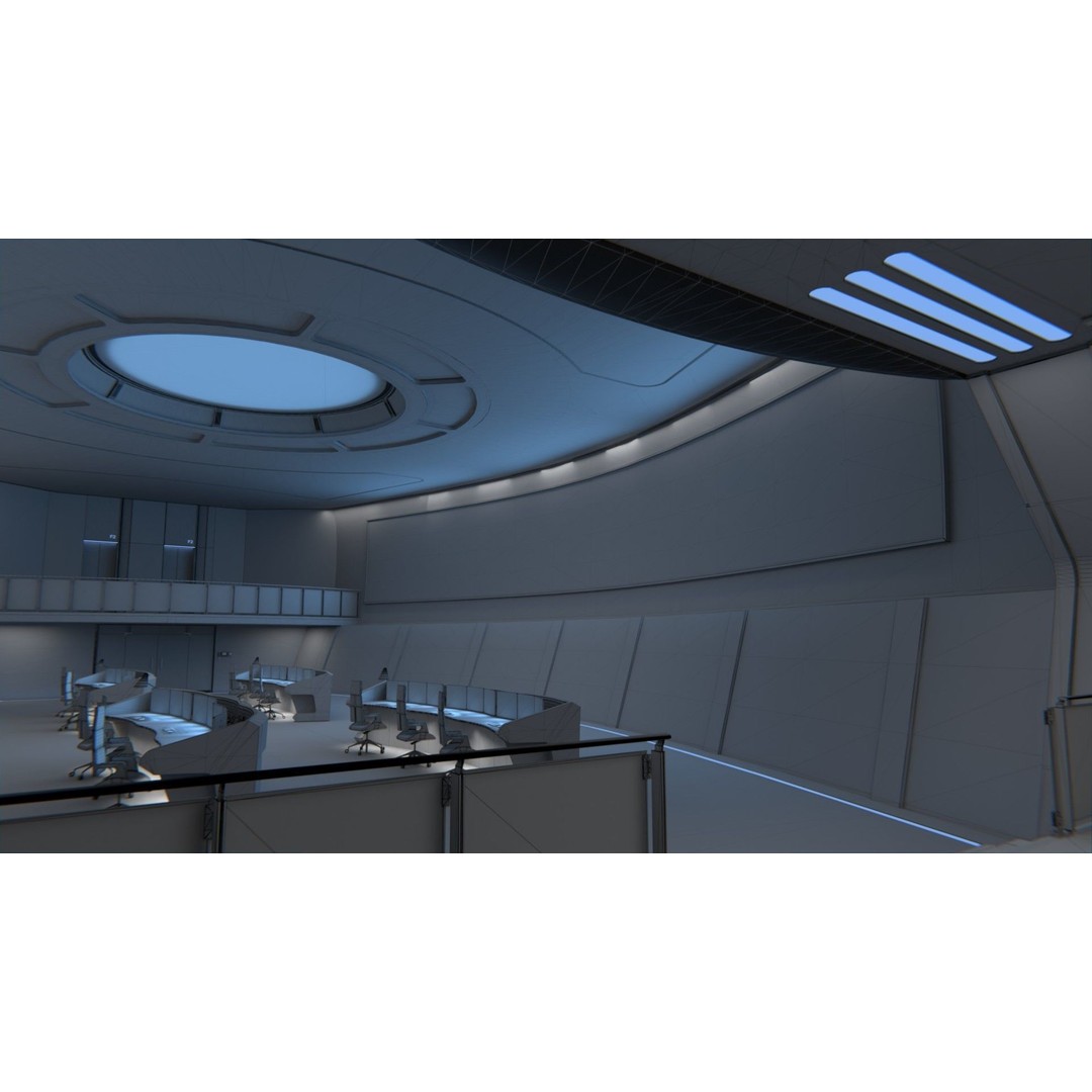 Monitoring Center 3D Model – Futuristic Command Center, FBX - View 12