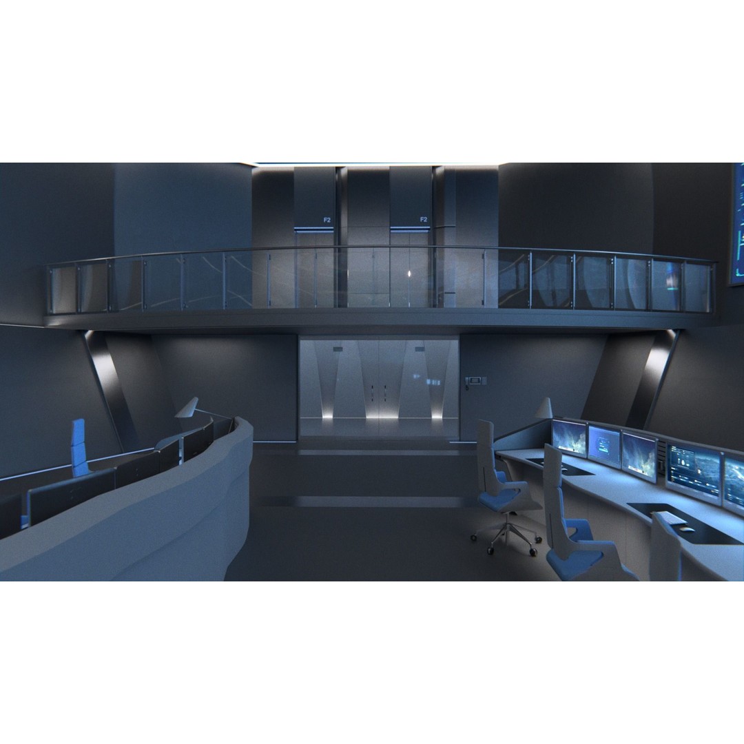 Monitoring Center 3D Model – Futuristic Command Center, FBX - View 14