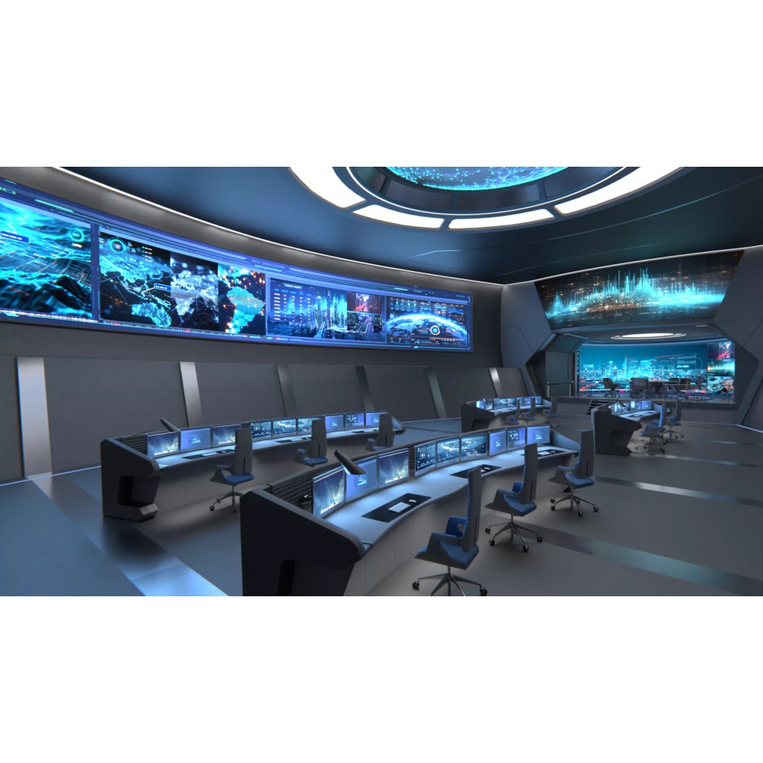 Monitoring Center 3D Model – Futuristic Command Center, FBX - View 2