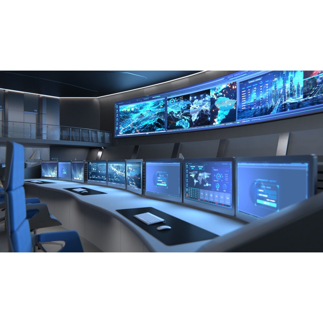 Monitoring Center 3D Model – Futuristic Command Center, FBX - View 4
