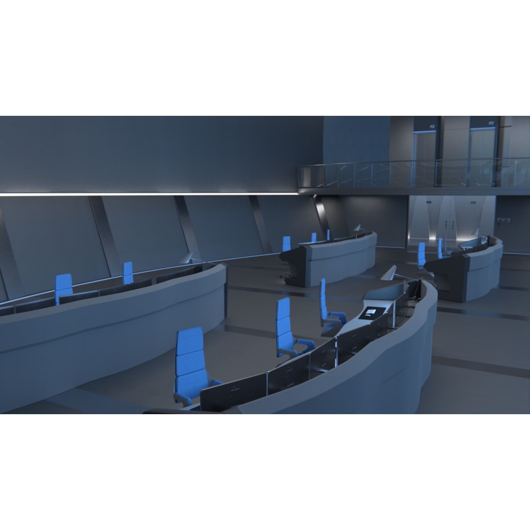 Monitoring Center 3D Model – Futuristic Command Center, FBX - View 6