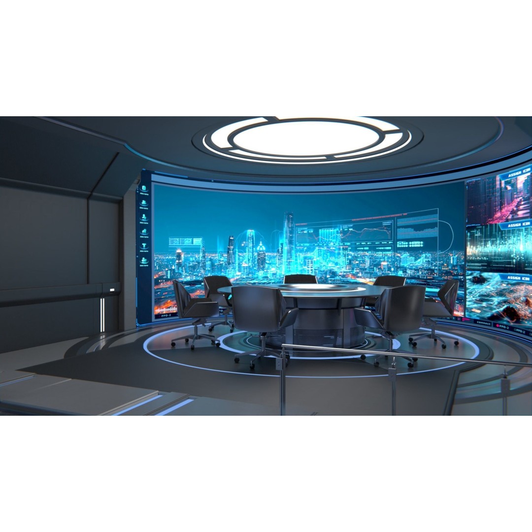 Monitoring Center 3D Model – Futuristic Command Center, FBX - View 7