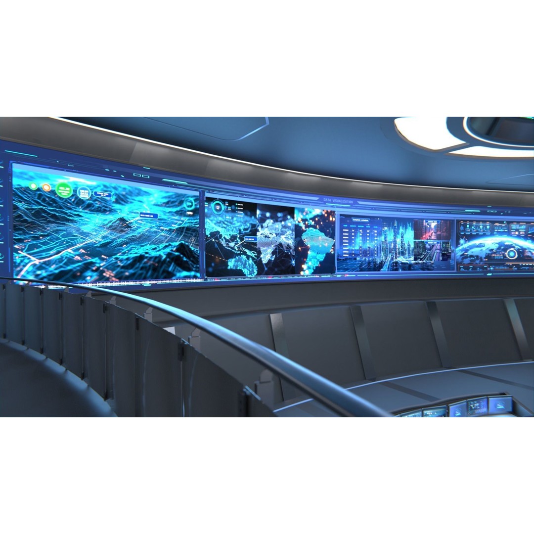 Monitoring Center 3D Model – Futuristic Command Center, FBX - View 8