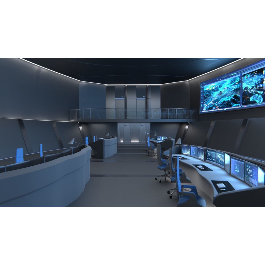 Monitoring Center 3D Model – Futuristic Command Center, FBX - View 9