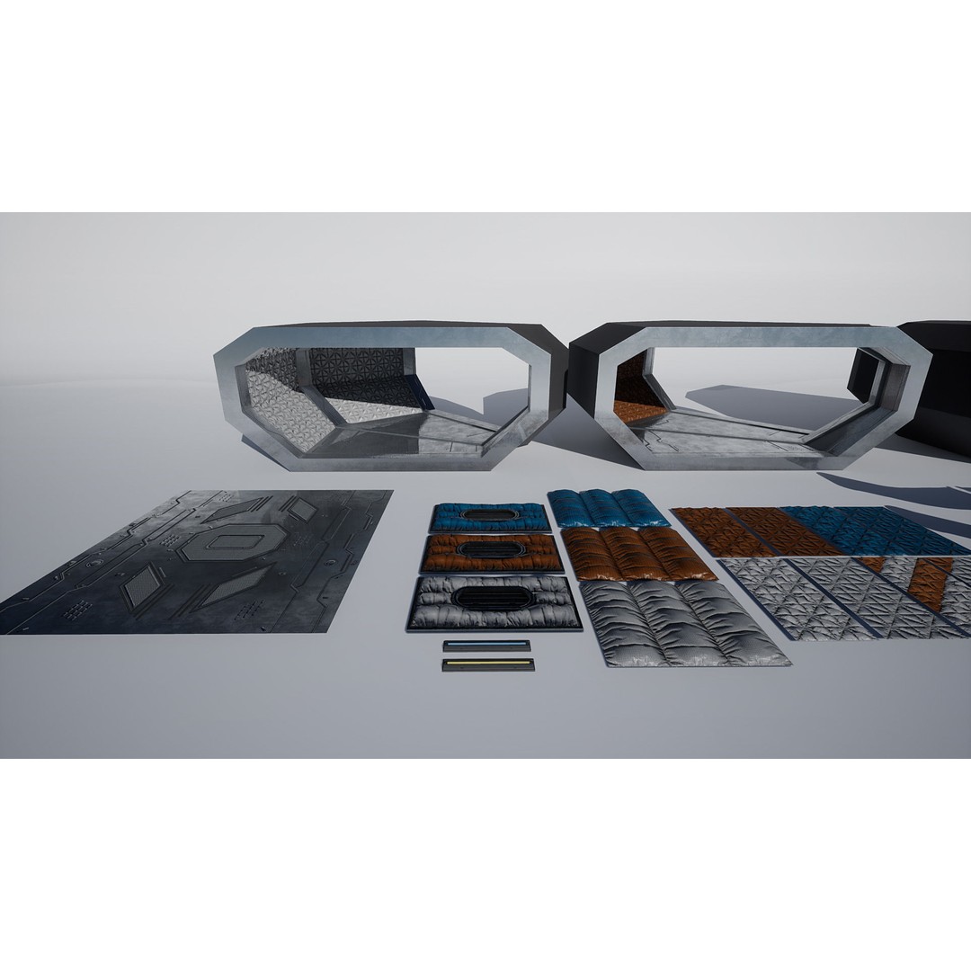 Modular Sci-Fi Corridor 3D Model – Low Poly Game Asset, FBX, PBR Textures - View 11