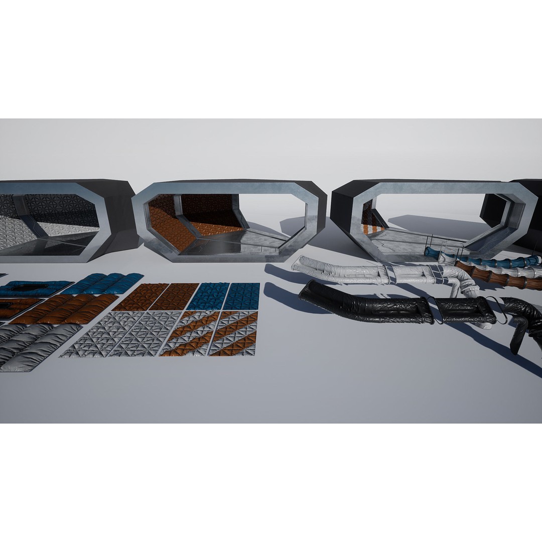 Modular Sci-Fi Corridor 3D Model – Low Poly Game Asset, FBX, PBR Textures - View 12