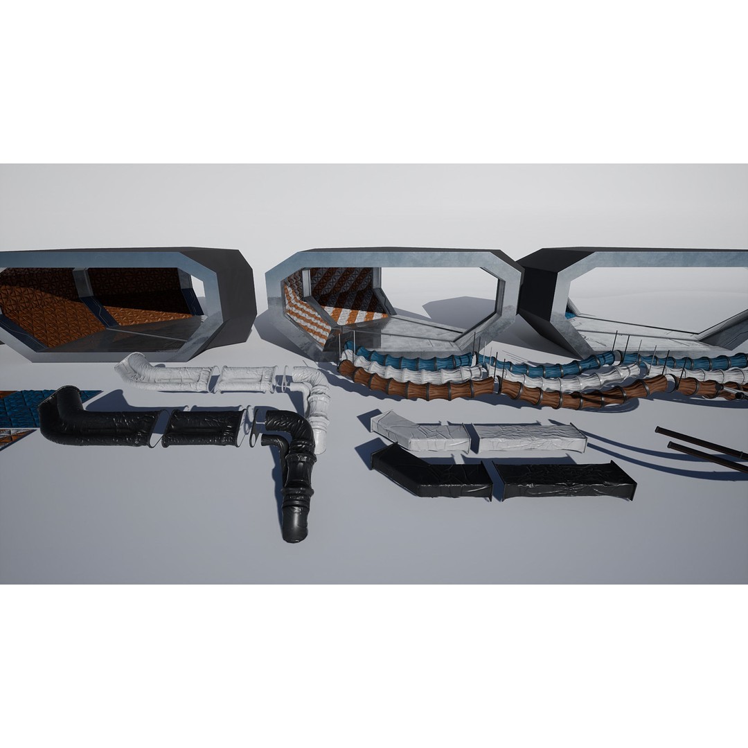 Modular Sci-Fi Corridor 3D Model – Low Poly Game Asset, FBX, PBR Textures - View 13