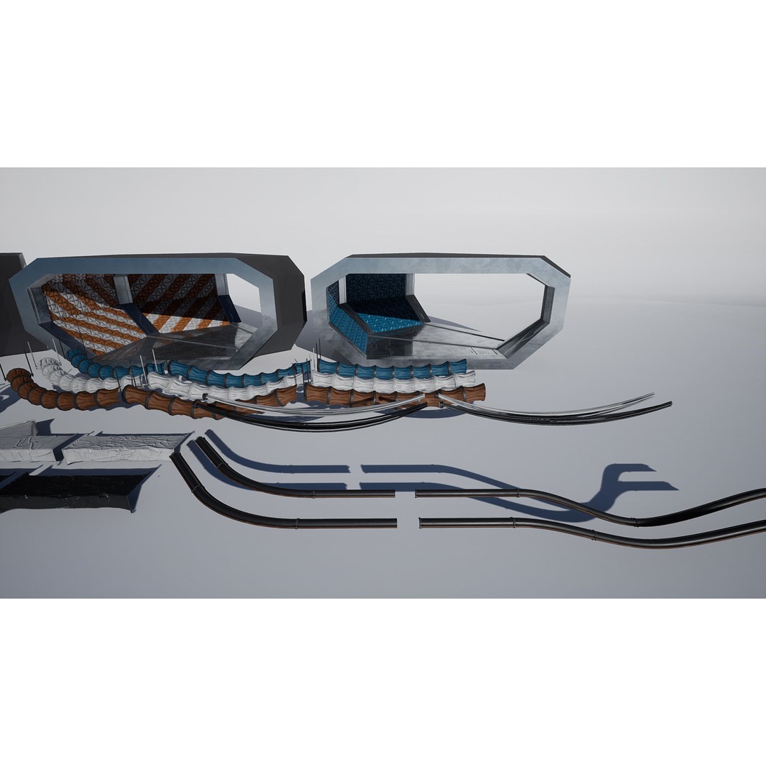 Modular Sci-Fi Corridor 3D Model – Low Poly Game Asset, FBX, PBR Textures - View 14
