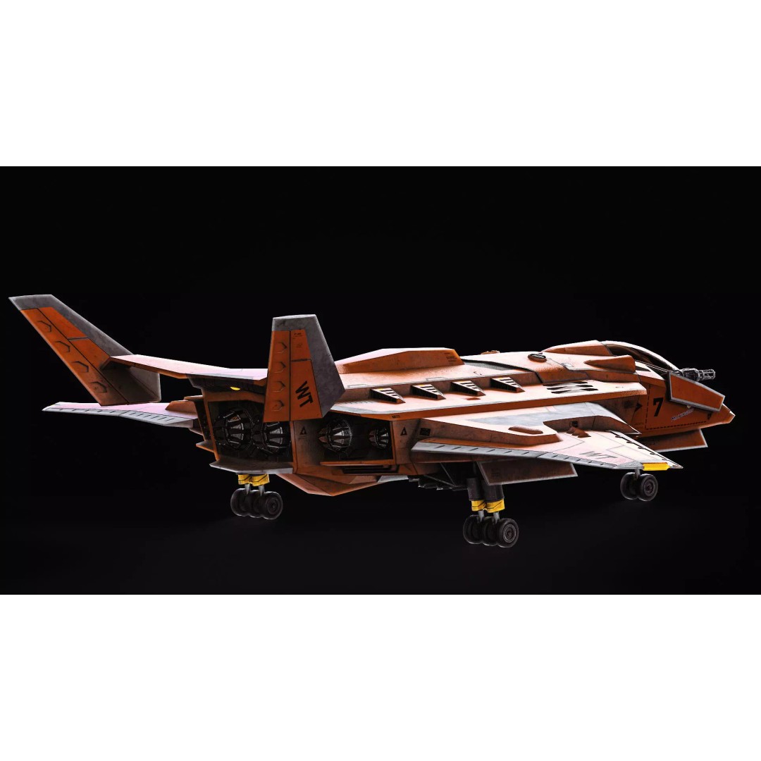 Jet Fighter 3D Model – Low Poly Game Ready Aircraft, FBX, Blender - View 4