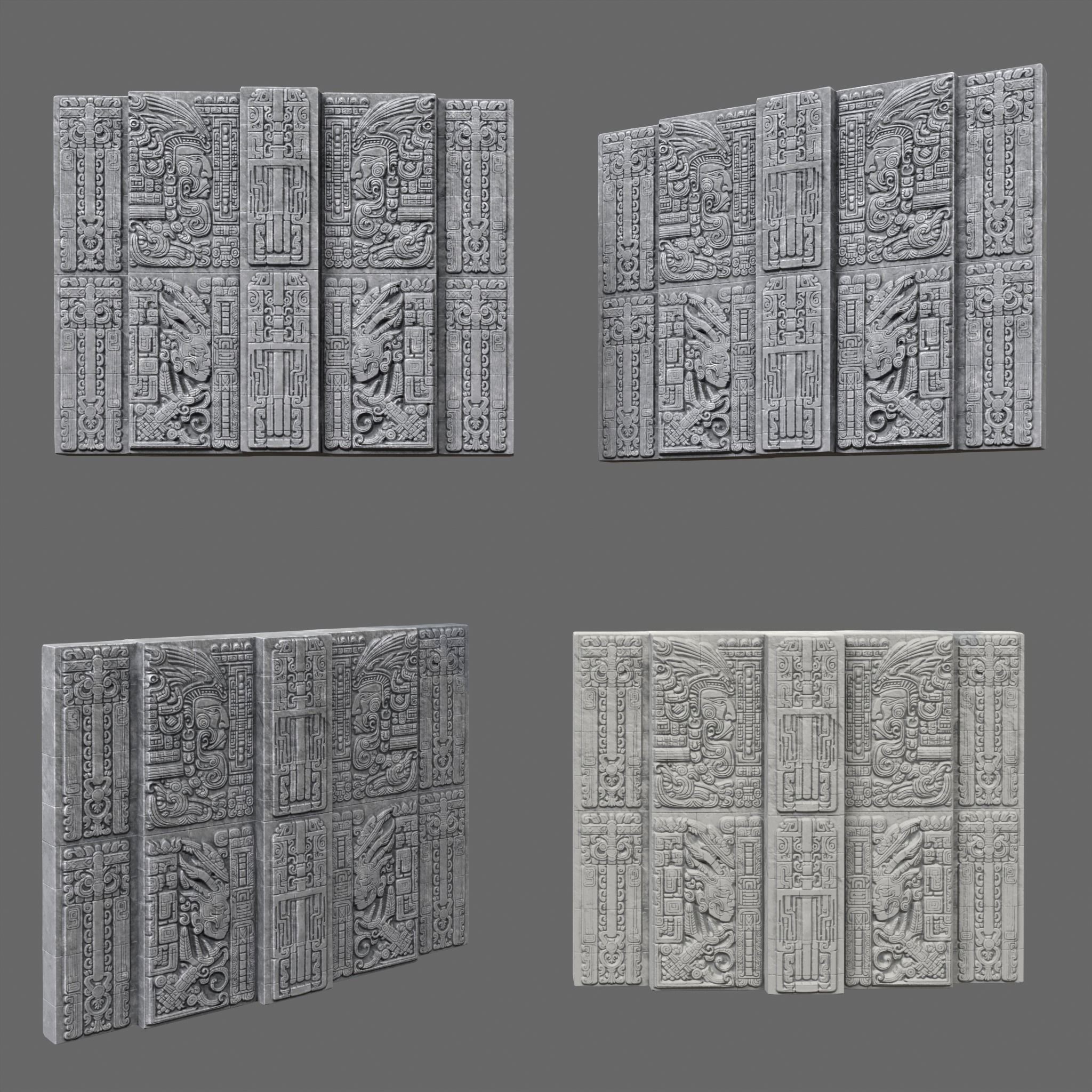 Mayan Temple Walls - Low-Poly Game-Ready 3D Model - View 10