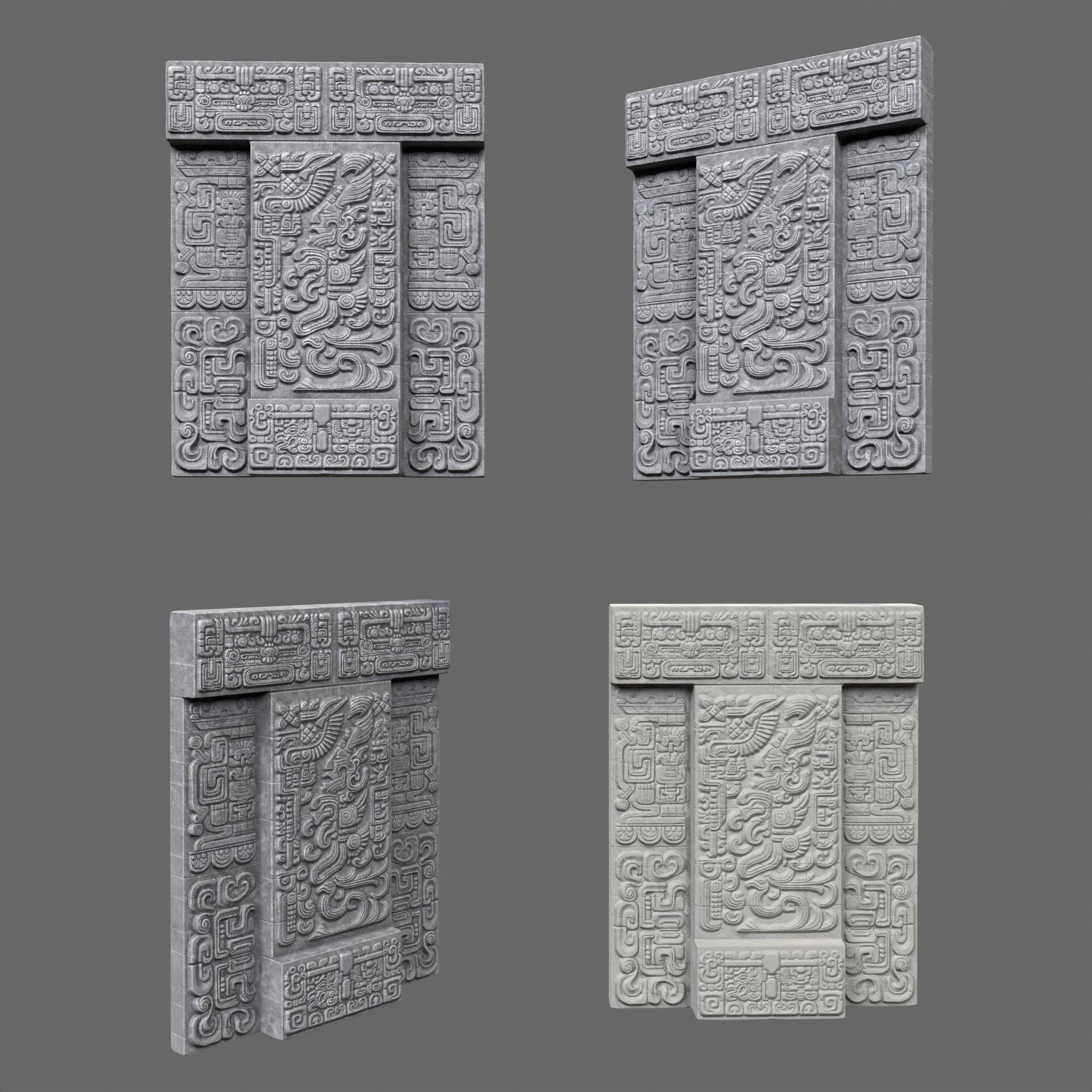 Mayan Temple Walls - Low-Poly Game-Ready 3D Model - View 12