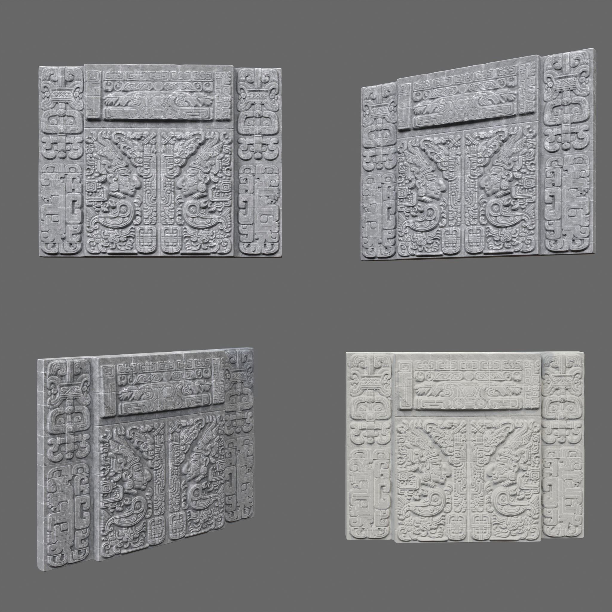 Mayan Temple Walls - Low-Poly Game-Ready 3D Model - View 14