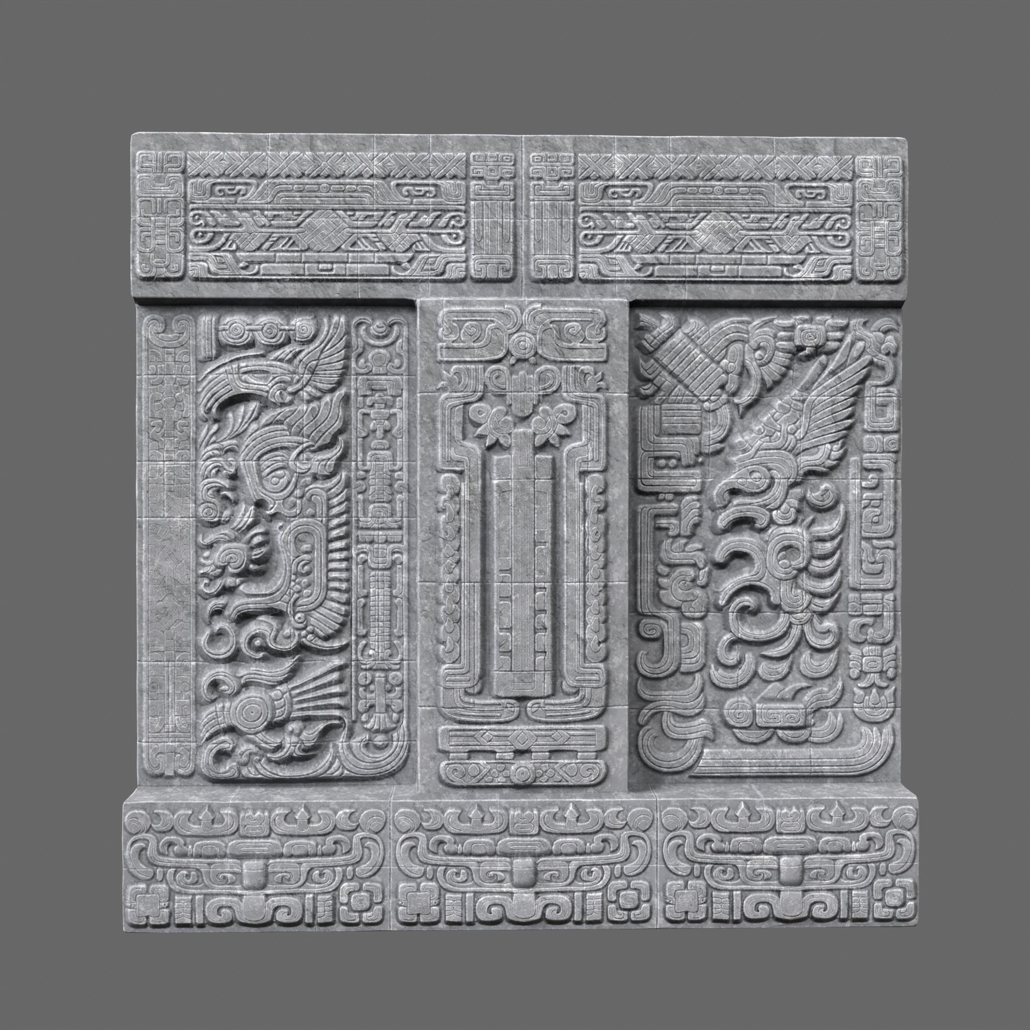 Mayan Temple Walls - Low-Poly Game-Ready 3D Model - View 15