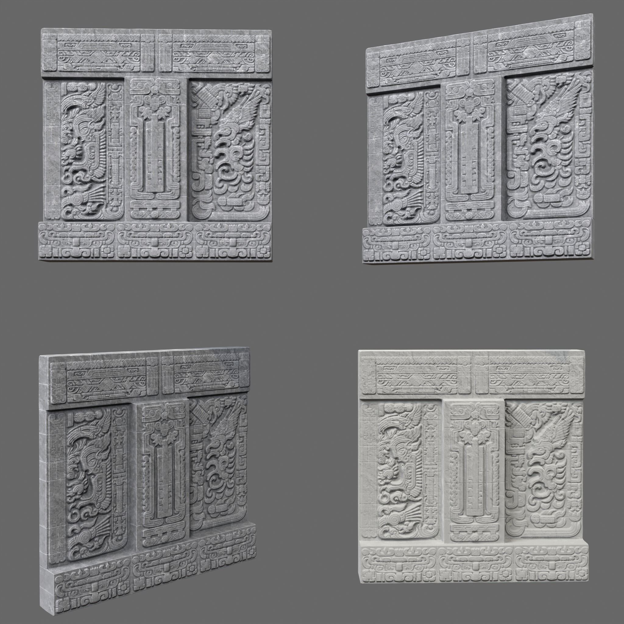 Mayan Temple Walls - Low-Poly Game-Ready 3D Model - View 16