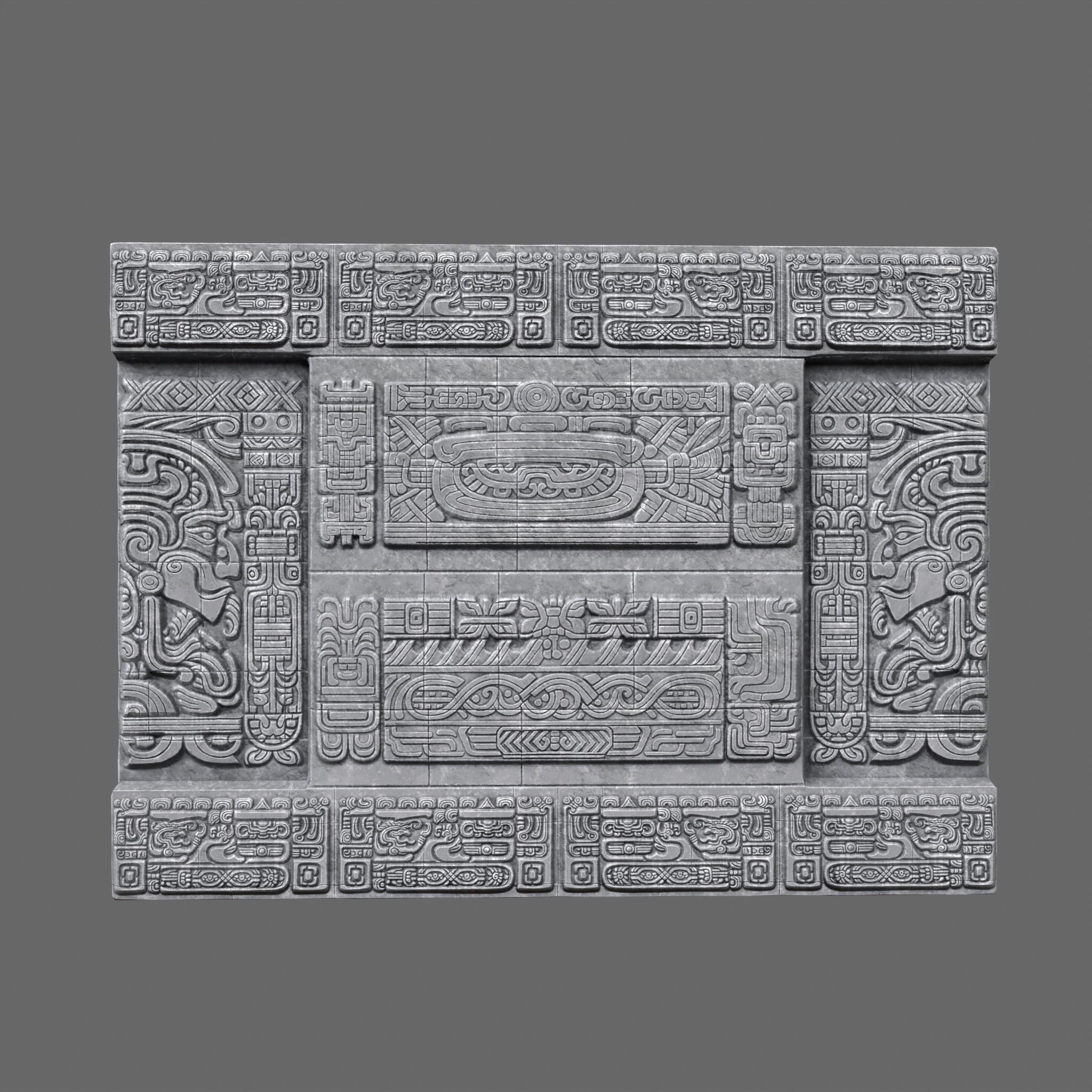 Mayan Temple Walls - Low-Poly Game-Ready 3D Model - View 19