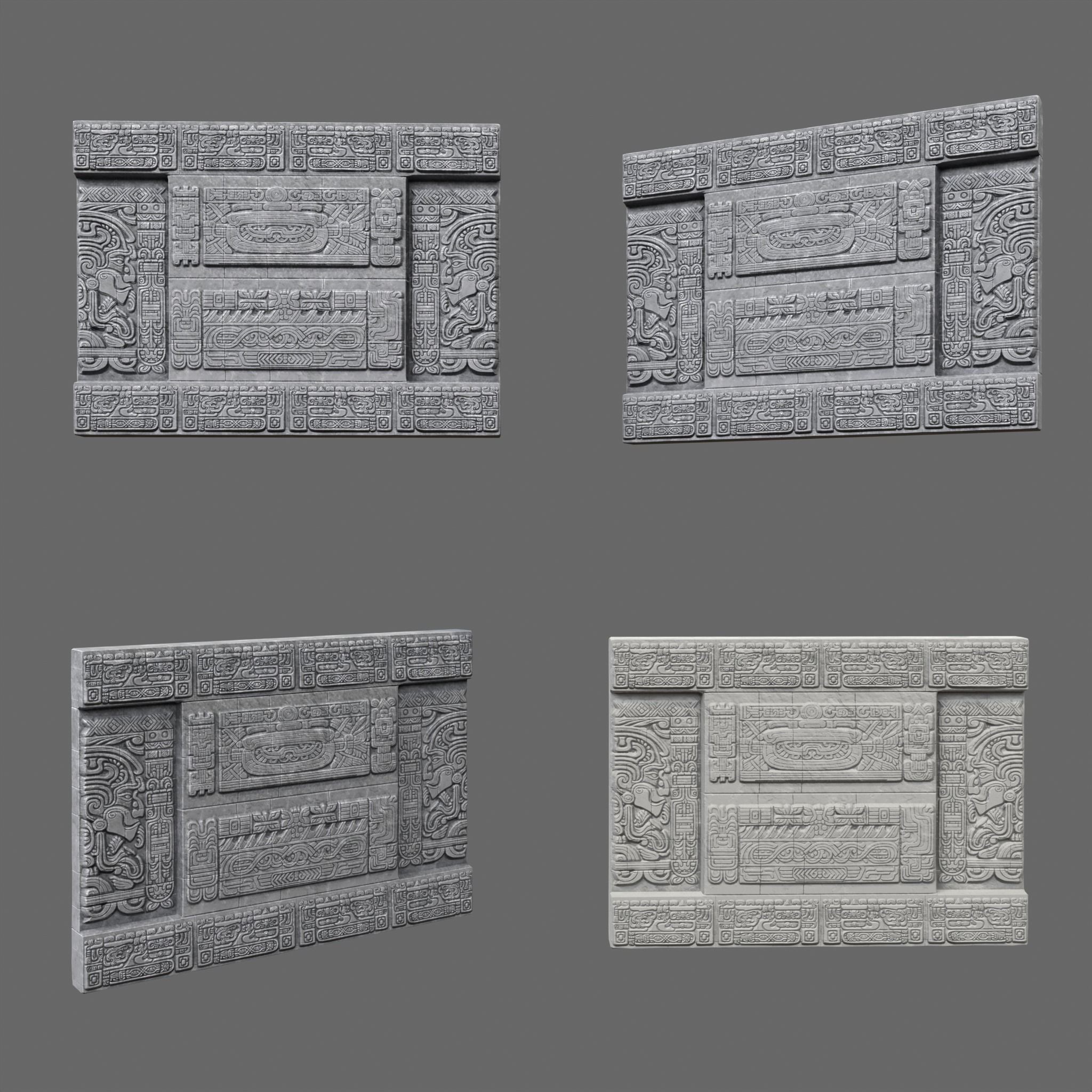 Mayan Temple Walls - Low-Poly Game-Ready 3D Model - View 20