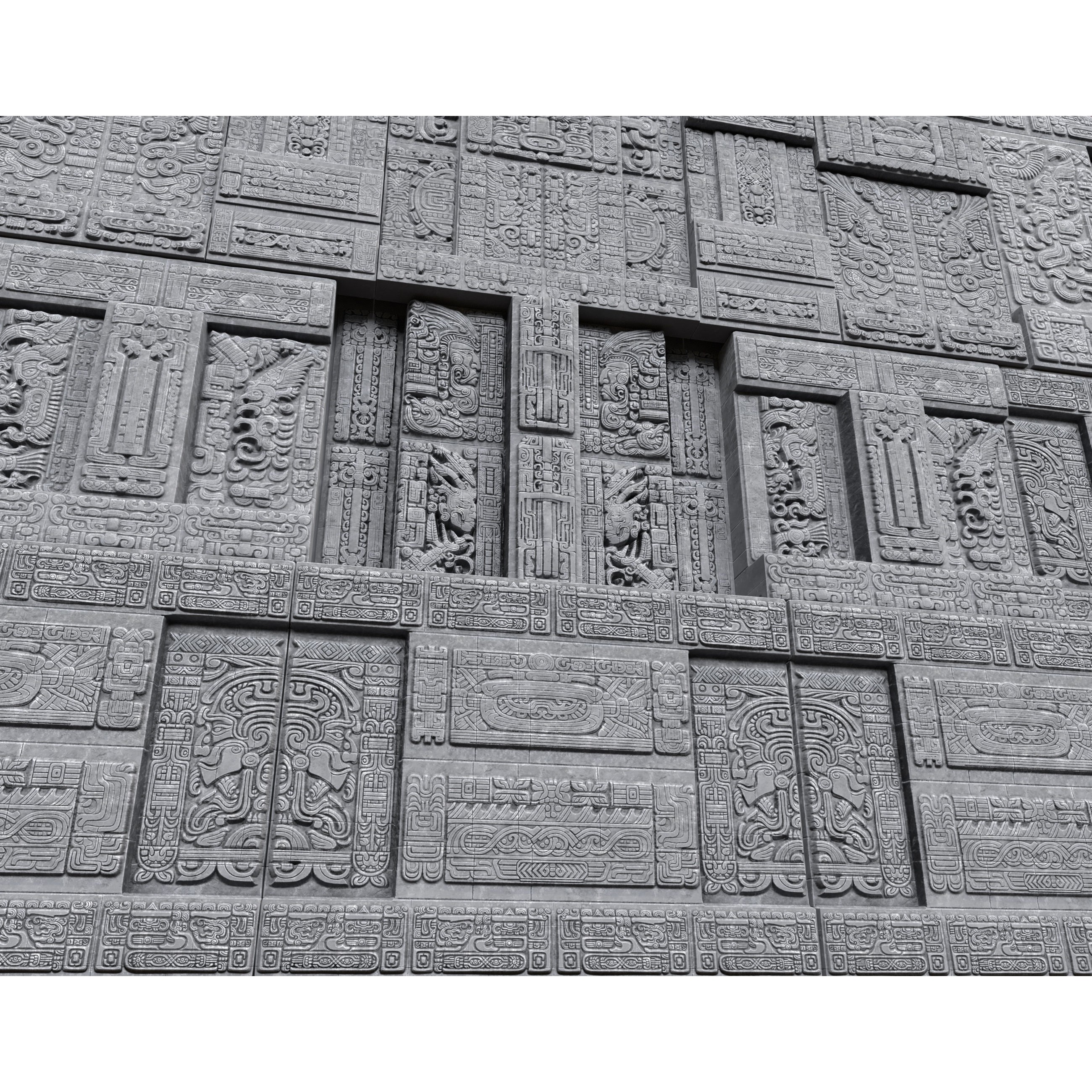 Mayan Temple Walls - Low-Poly Game-Ready 3D Model - View 4