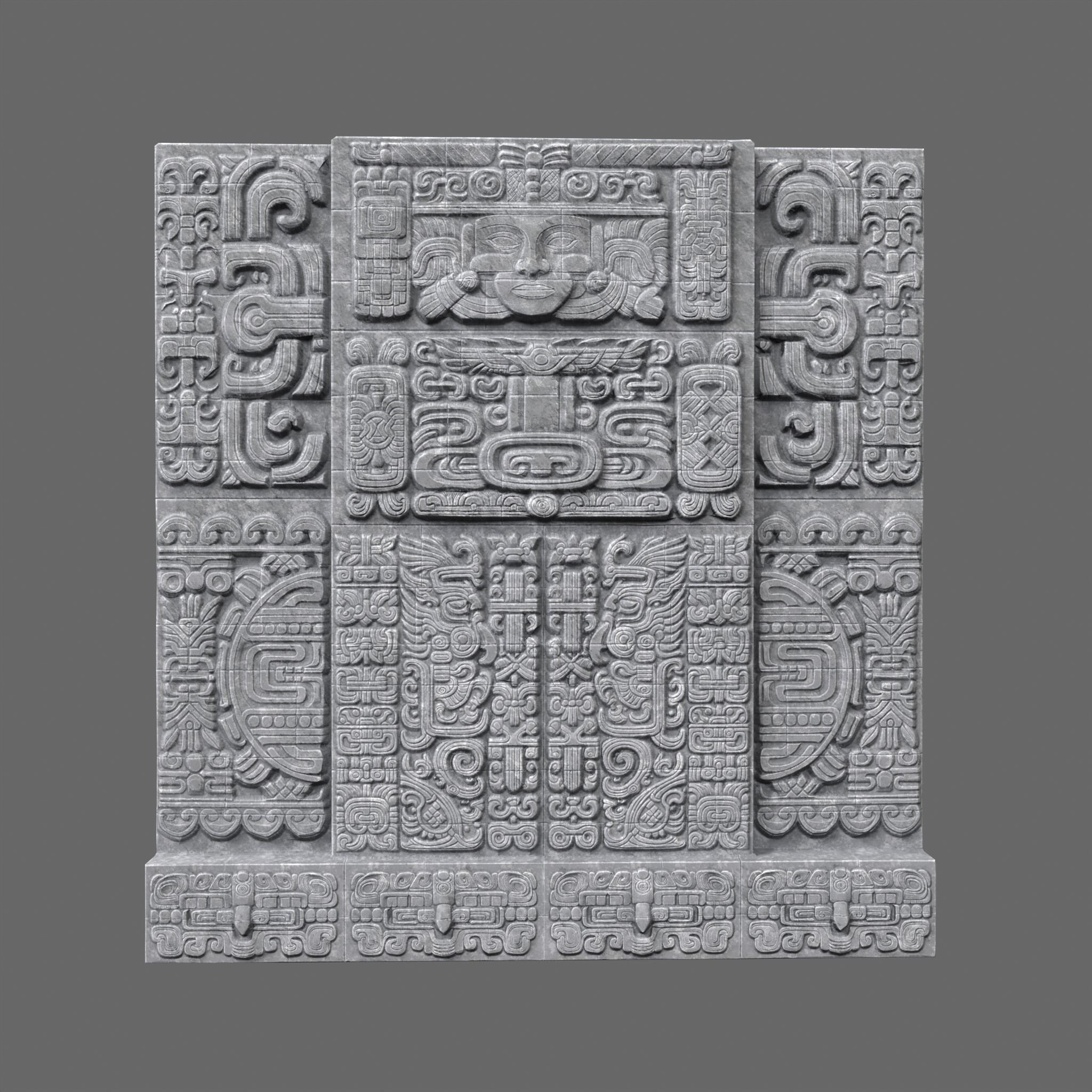 Mayan Temple Walls - Low-Poly Game-Ready 3D Model - View 7