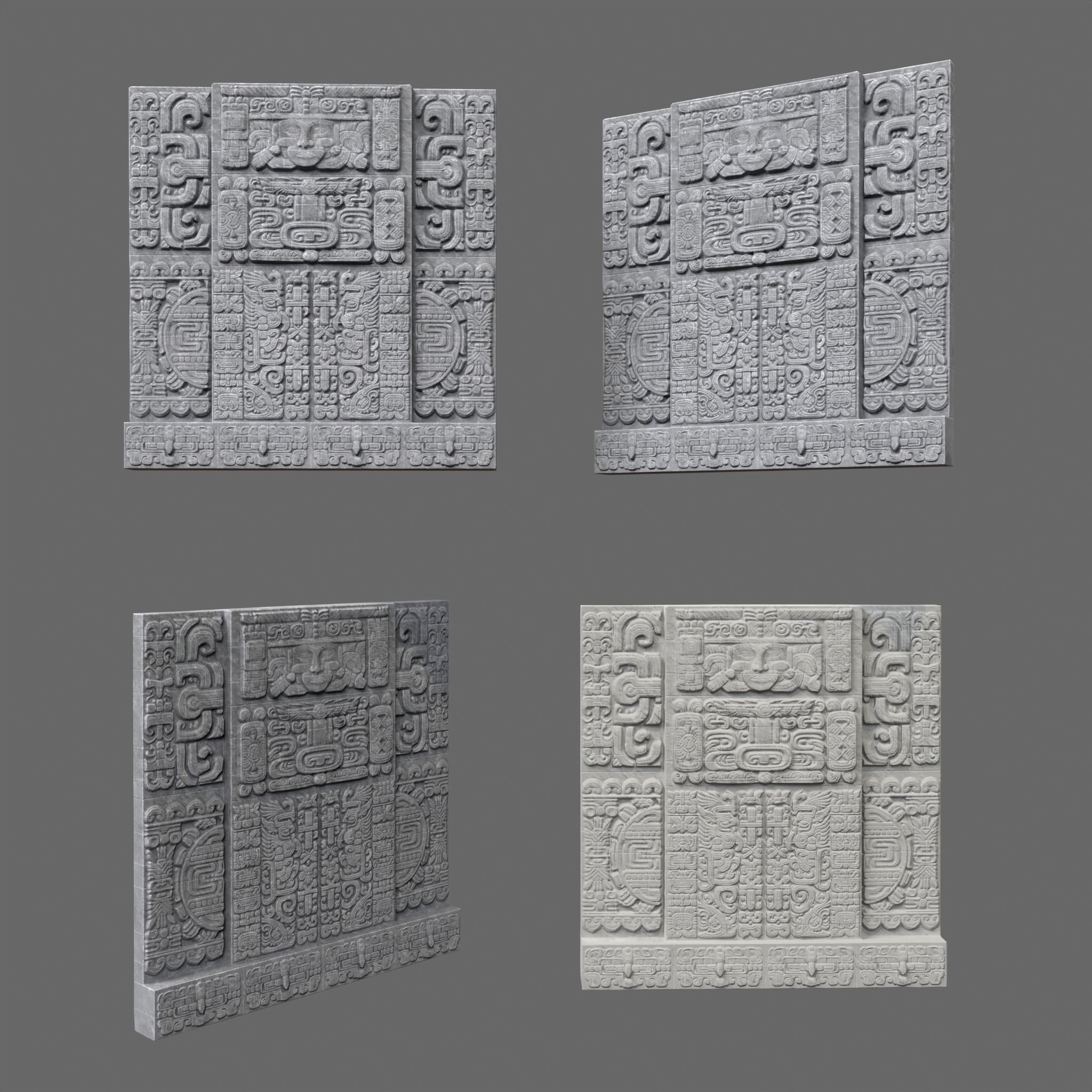 Mayan Temple Walls - Low-Poly Game-Ready 3D Model - View 8