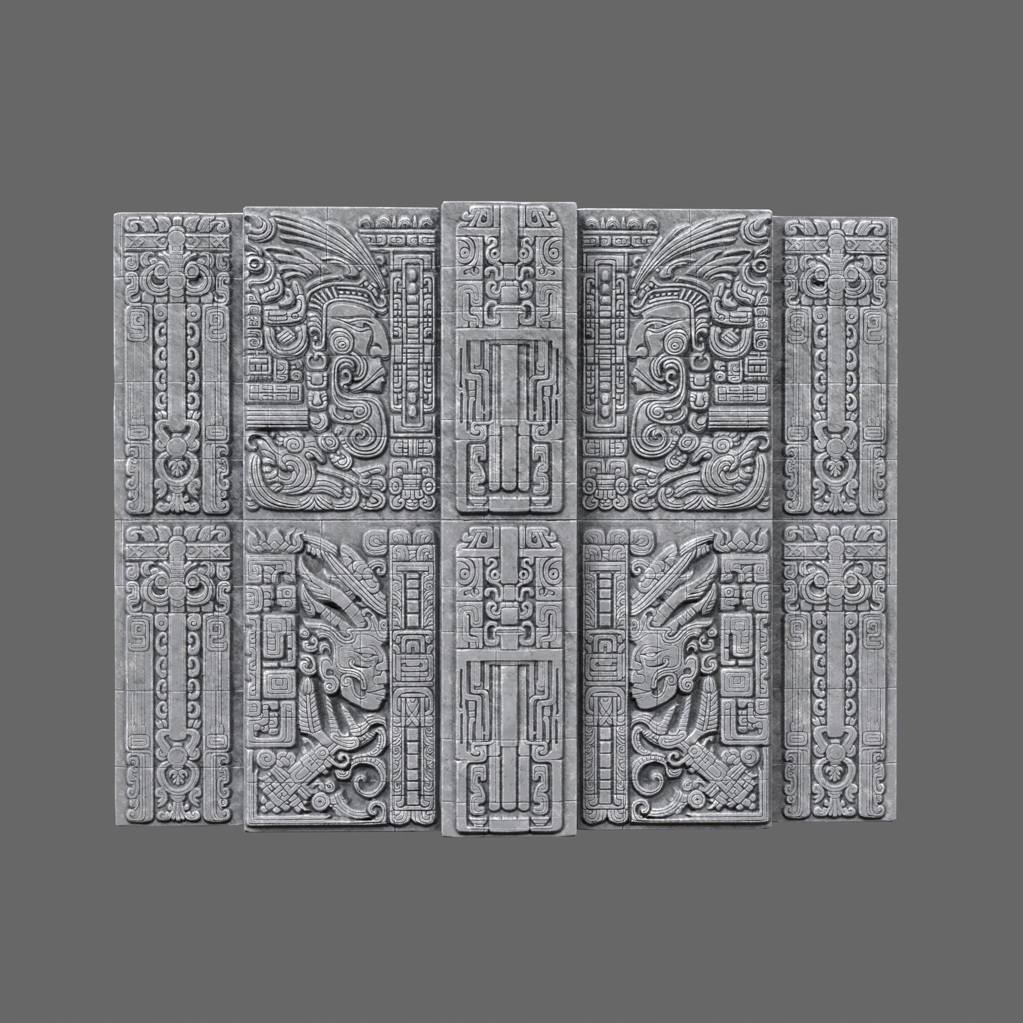 Mayan Temple Walls - Low-Poly Game-Ready 3D Model - View 9